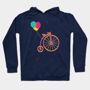 Vintage Flying Bike on Space Hoodie